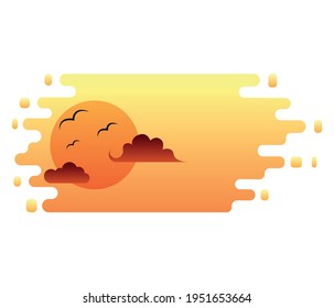 Playa tropical al atardecer con palmeras. Ilustración vectorial. fondo de concepto de verano
