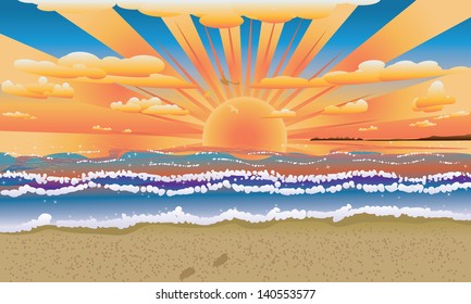 Tropical beach at sunset or sunrise time.
