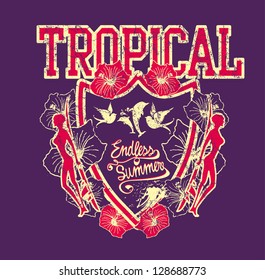 tropical beach surfer vector art