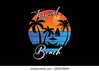 Tropical beach t shirt design