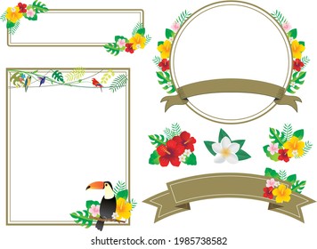 Tropical beach vacation flower frame set

