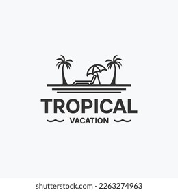 tropical beach vacation logo design