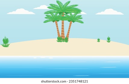 Tropical beach. vacation nature background with coconut tree, sand and sea.