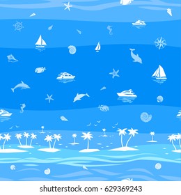 Tropical beach vacation seamless vector background
