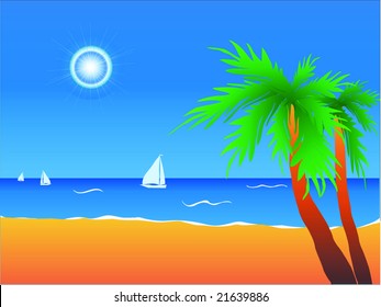 Tropical beach. Vector.