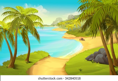 Tropical beach, vector background