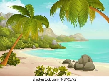 Tropical Beach Vector Background