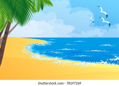 Tropical beach. Vector background