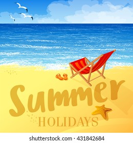 Tropical beach vector background. Summer holiday vector concept