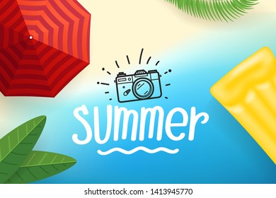 Tropical beach vector concept. Summer travel