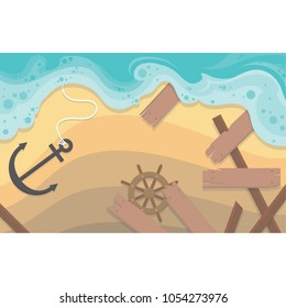 Tropical beach vector illustration.