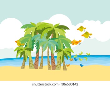tropical beach vector illustration