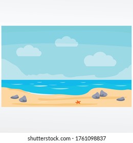 Tropical beach vector illustration background. Beach vector in landscape.