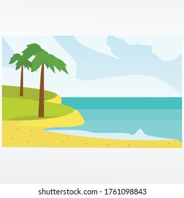 Tropical beach vector illustration background. Beach vector in landscape.