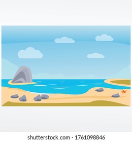 Tropical beach vector illustration background. Beach vector in landscape.