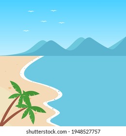 Tropische Strandvektorgrafik auf weißem Hintergrund.