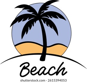 Tropical Beach Vibes with Palm Tree Vector Illustration