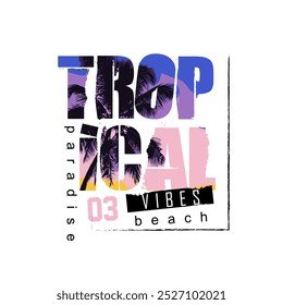 Tropical beach vibes paradise typography summer graphic poster design