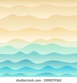 Tropical beach and wave blue sea background. Vector illustration