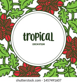 Tropical with beautiful leaf floral frames blossom. Vector