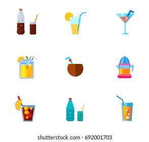 Tropical beverages icon set