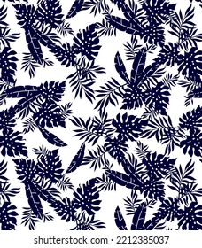 Tropical big leaves pattern hawaiian style fabric print