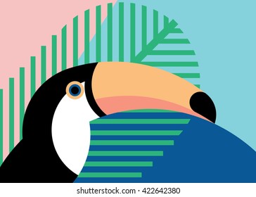 Tropical bird in abstract geometric style: toucan