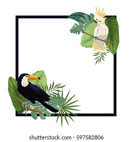 tropical bird exotic palm poster
