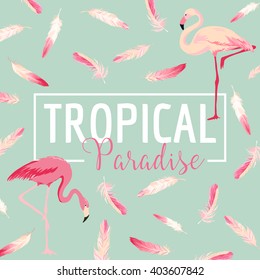 Ave tropical. Fondo Flamingo. Diseño de verano. Vector. Gráfica De Moda De pantalones.