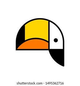 Tropische Vogelsymbol. Saubere Form Toucan Vogel Kopf Vektor Logo Vorlage.