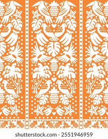 Tropical with bird pattern seamless abstract orange