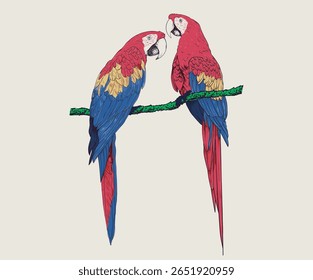  Design de impressão de aves tropicais. Cenário de papagaio. Arte do paraíso das araras.