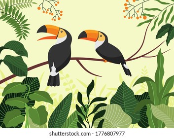 Tropical bird toucan cartoon animal design.