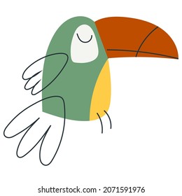 Tropical birds cartoon style. Vector illustration.