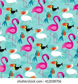 tropical birds pattern