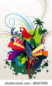 tropical birds vector illustration