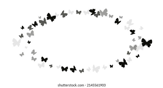 Tropical black butterflies flying vector wallpaper. Spring colorful insects. Decorative butterflies flying girly background. Delicate wings moths patten. Fragile beings.
