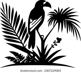 Tropical | Black and White Vector illustration