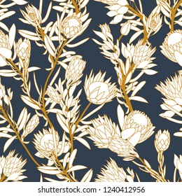 Tropical Blooming Pattern with Protea