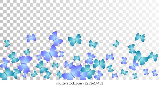 Tropical blue butterflies abstract vector illustration. Summer colorful moths. Wild butterflies abstract baby background. Delicate wings insects patten. Tropical creatures.