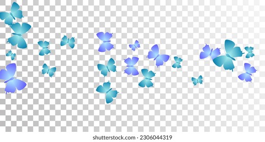 Tropical blue butterflies cartoon vector background. Summer ornate moths. Fancy butterflies cartoon dreamy wallpaper. Tender wings insects graphic design. Tropical creatures.