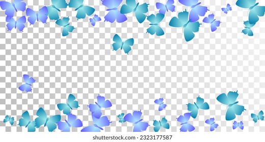 Tropical blue butterflies cartoon vector background. Spring vivid insects. Simple butterflies cartoon fantasy illustration. Tender wings moths graphic design. Garden creatures.