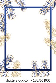 Tropical blue and gold leaves design, Nature summer plant botany tree and decoration theme Vector illustration