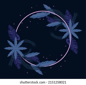 tropical blue leaves in frame poster