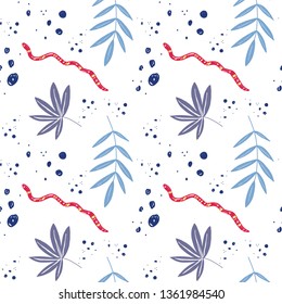 Tropical  blue leaves pattern