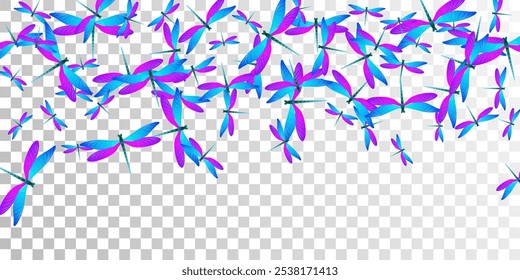 Tropical blue purple dragonfly cartoon vector illustration. Spring cute damselflies. Simple dragonfly cartoon children wallpaper. Sensitive wings insects graphic design. Fragile creatures