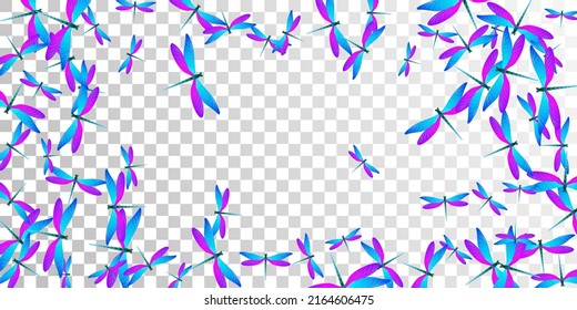Tropical blue purple dragonfly flat vector illustration. Summer pretty damselflies. Fancy dragonfly flat girly background. Gentle wings insects patten. Nature creatures