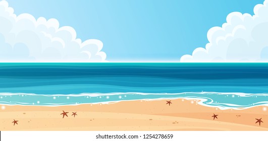 Tropical Blue Sea Sandy Beach Vector Stock Vector (Royalty Free ...