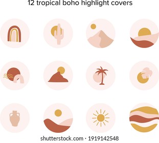 tropical boho highlight covers abstract lifestyle social media