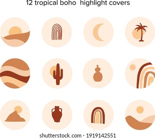 tropical boho highlight covers abstract lifestyle social media